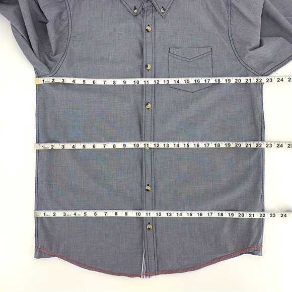 Triple Five Soul Blue and White Mini Houndstooth Print Button Down, Large - Picture 14 of 16